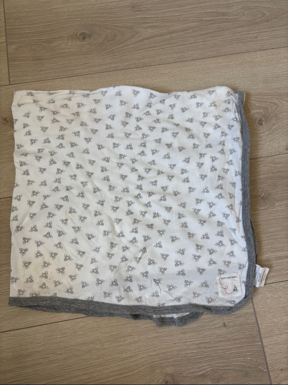 Burt's Bees Baby Bee Print Bodysuit - White & Gray Trim